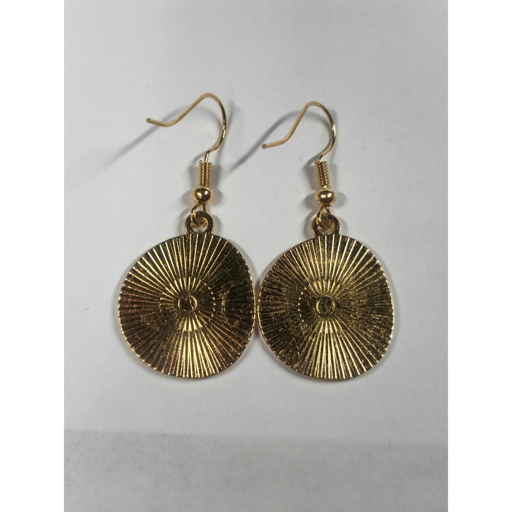 Light Blue Smiley Face Enamel Drop Earrings Gold Tone Happy Face Jewelry - Picture 3 of 4